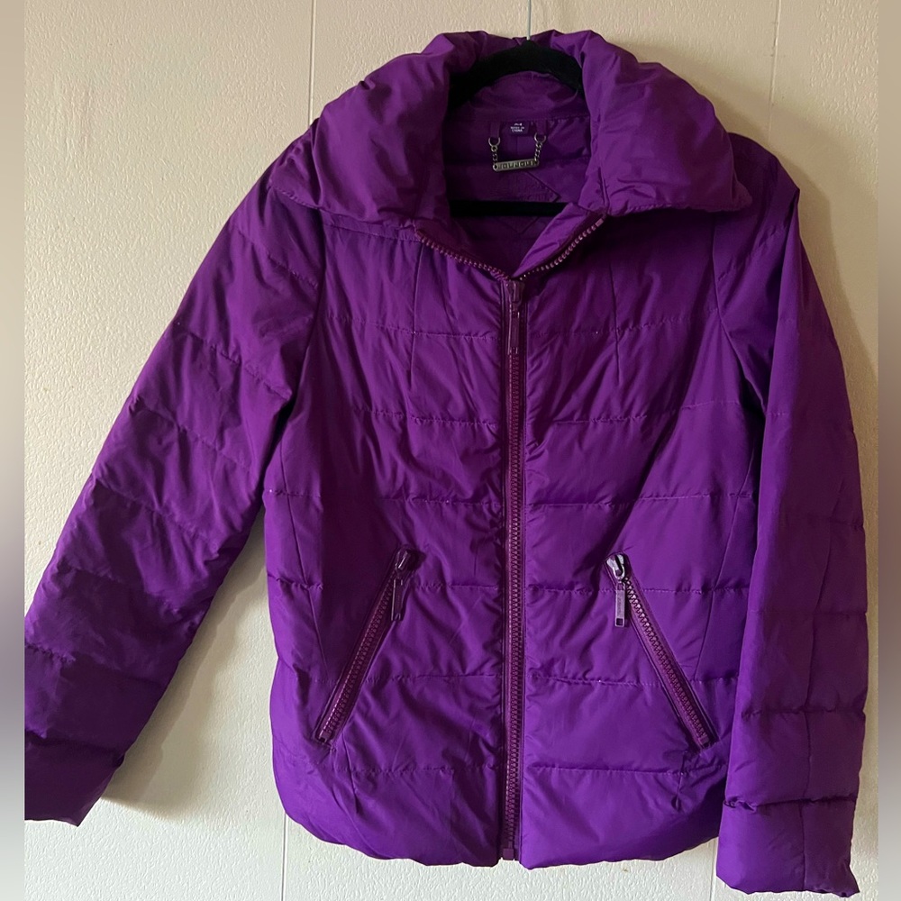JOUJOU Womens Hooded Puffer Jacket, Stylish & Trendy Coat, Purple, Med